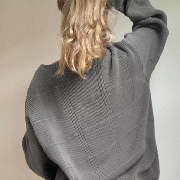 NWT Commense Glen Check Knit Oversized Sweater - Picture 8 of 8